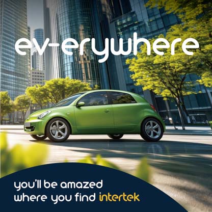 An EV in a modern city